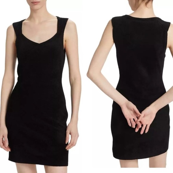 New! Theory Black Micro Velvet Sleeveless Mini Dress nwot 22735 - Picture 1 of 11